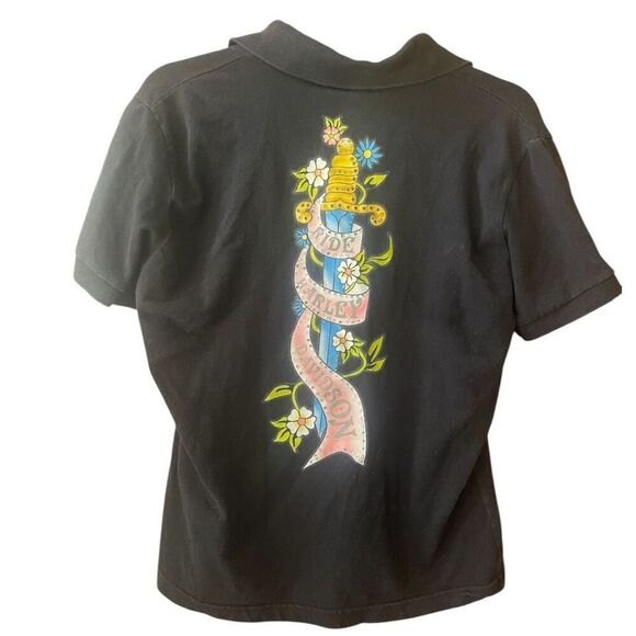 Vintage Harley Davidson Rhinestone Embellished Bling Polo Size Extra Large - Picture 4 of 5